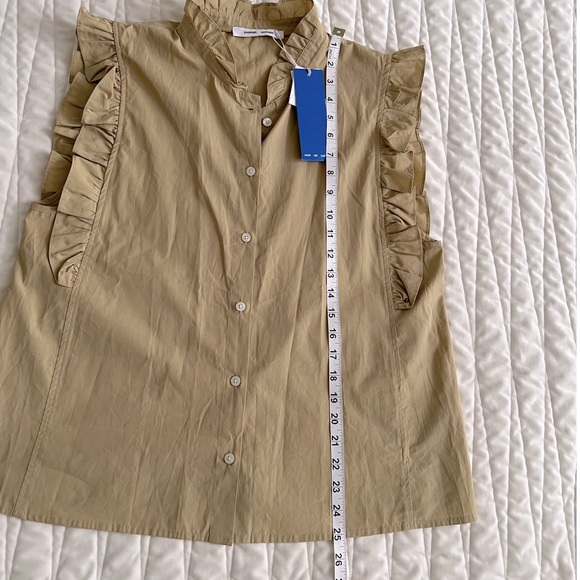 Samsoe and Samsoe Frill Sleeve Marthy Organic Cotton Button Down Shirt Large - Picture 12 of 13